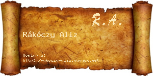 Rákóczy Aliz névjegykártya