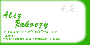 aliz rakoczy business card